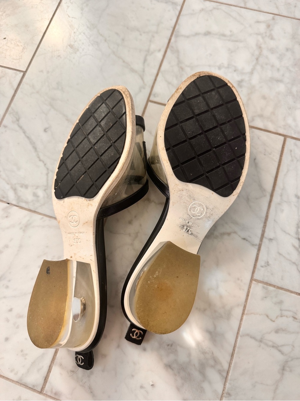CHANEL Black Clear Logo Slide Mules - Picture 3 of 6